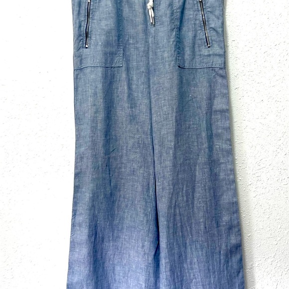 Athleta Blue Cabo Linen Wide-Leg Pants 6 - Picture 3 of 6